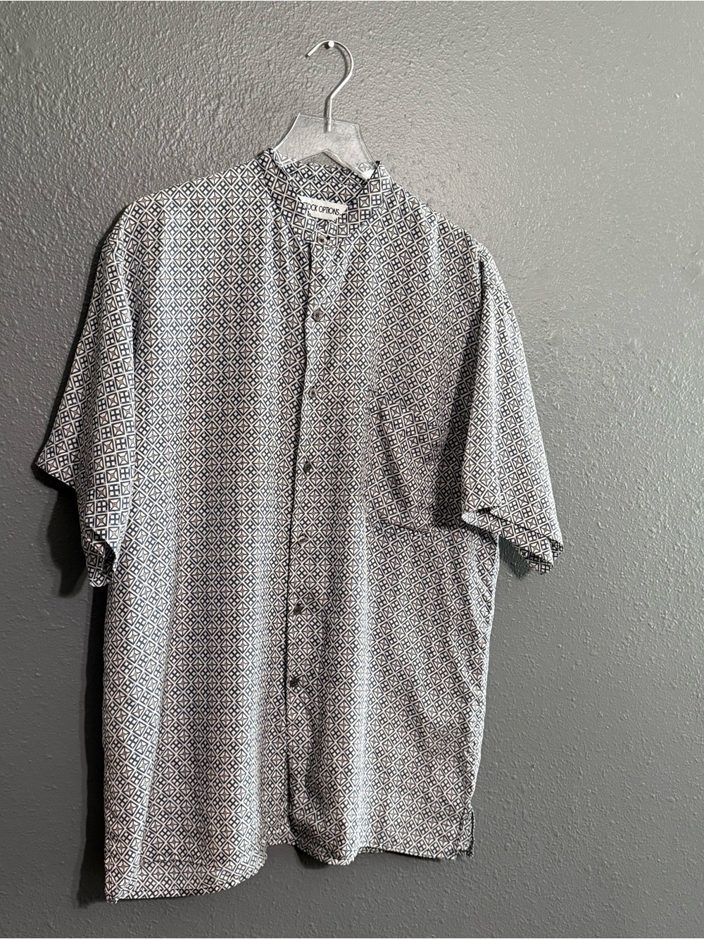 Vintage 100% Silk Stock Options Button Down Size XL
